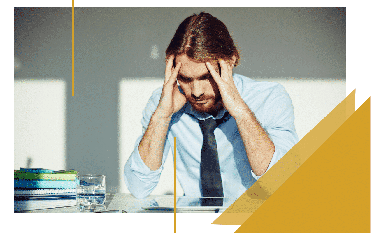 Man who is nervous creating a speech