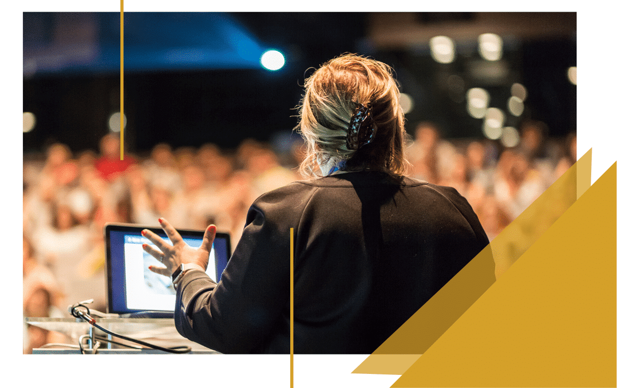 Woman giving a good public presentation